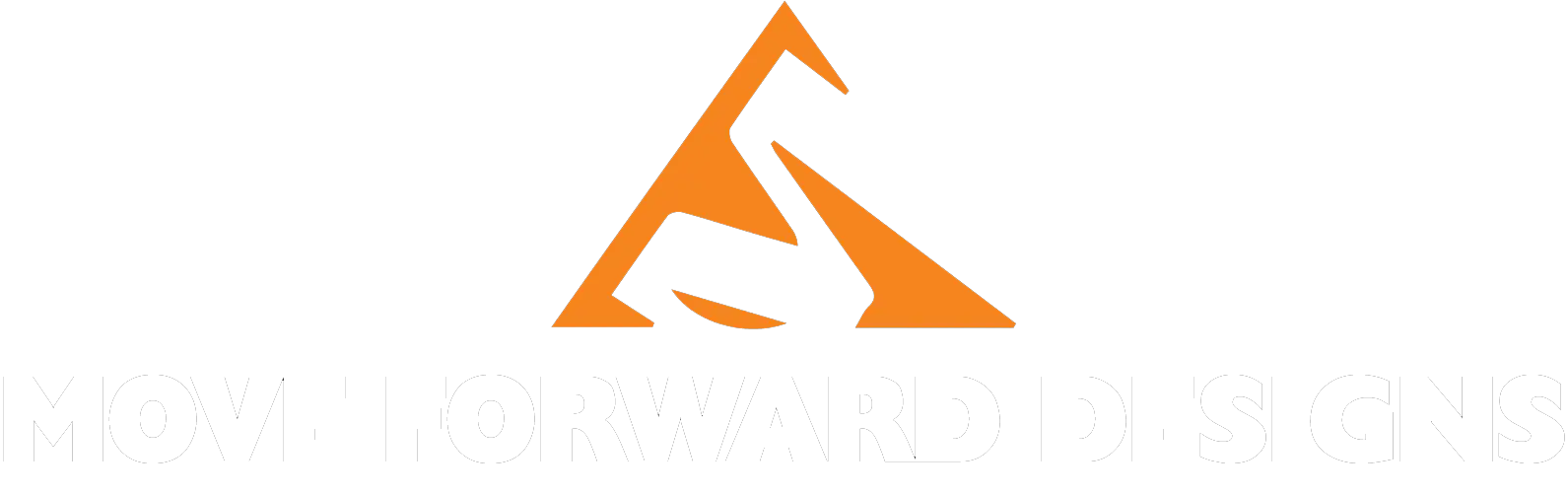 Orange and white logo for Move Forward Designs web design company.