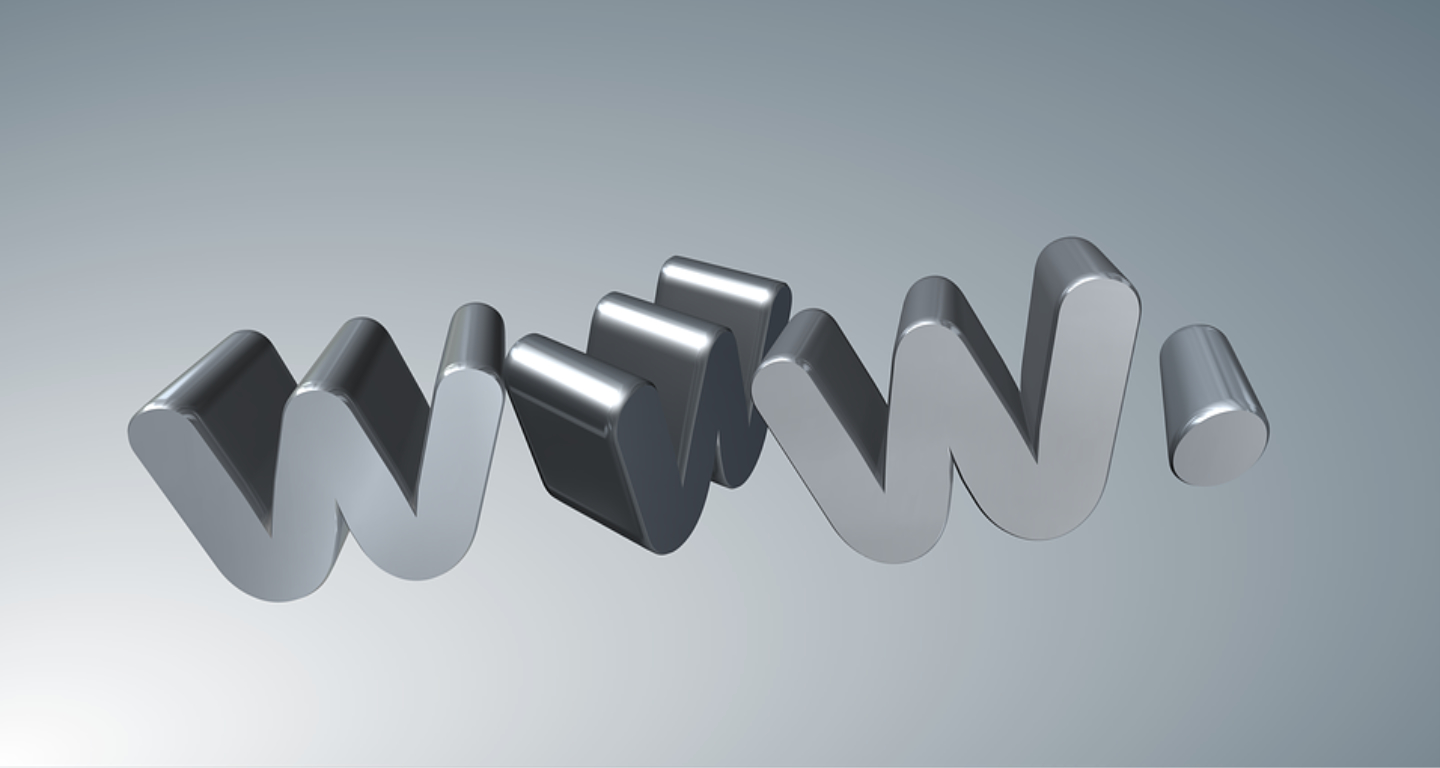 A 3D silver www symbol representing website design